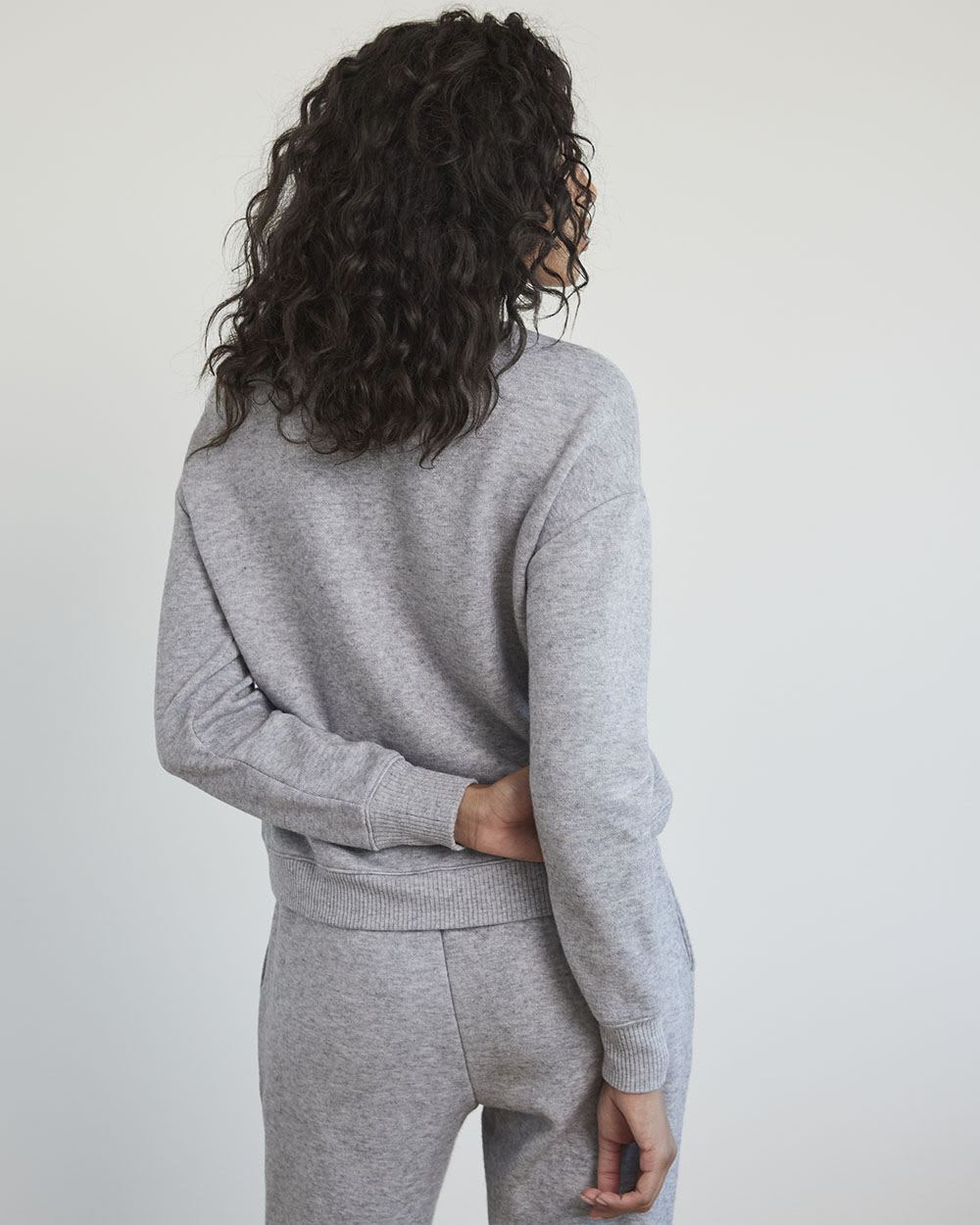 Solid Long-Sleeve Crew-Neck Sweatshirt