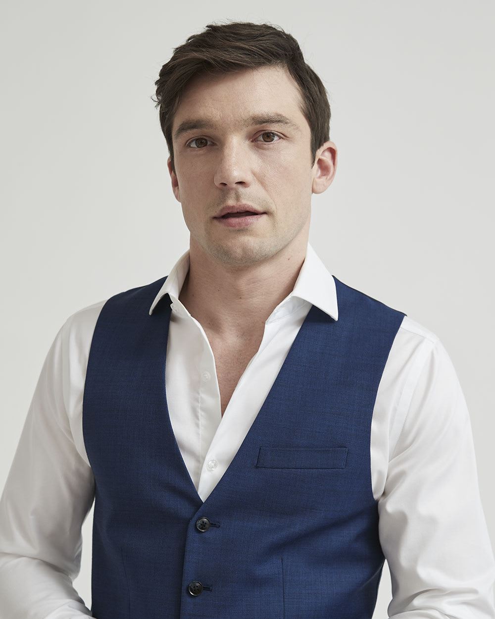 Medium Blue Wool Suit Vest