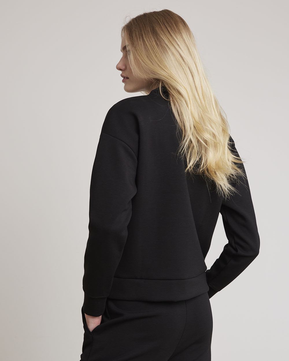 Half-Zip Scuba Sweatshirt with Kangaroo Pocket