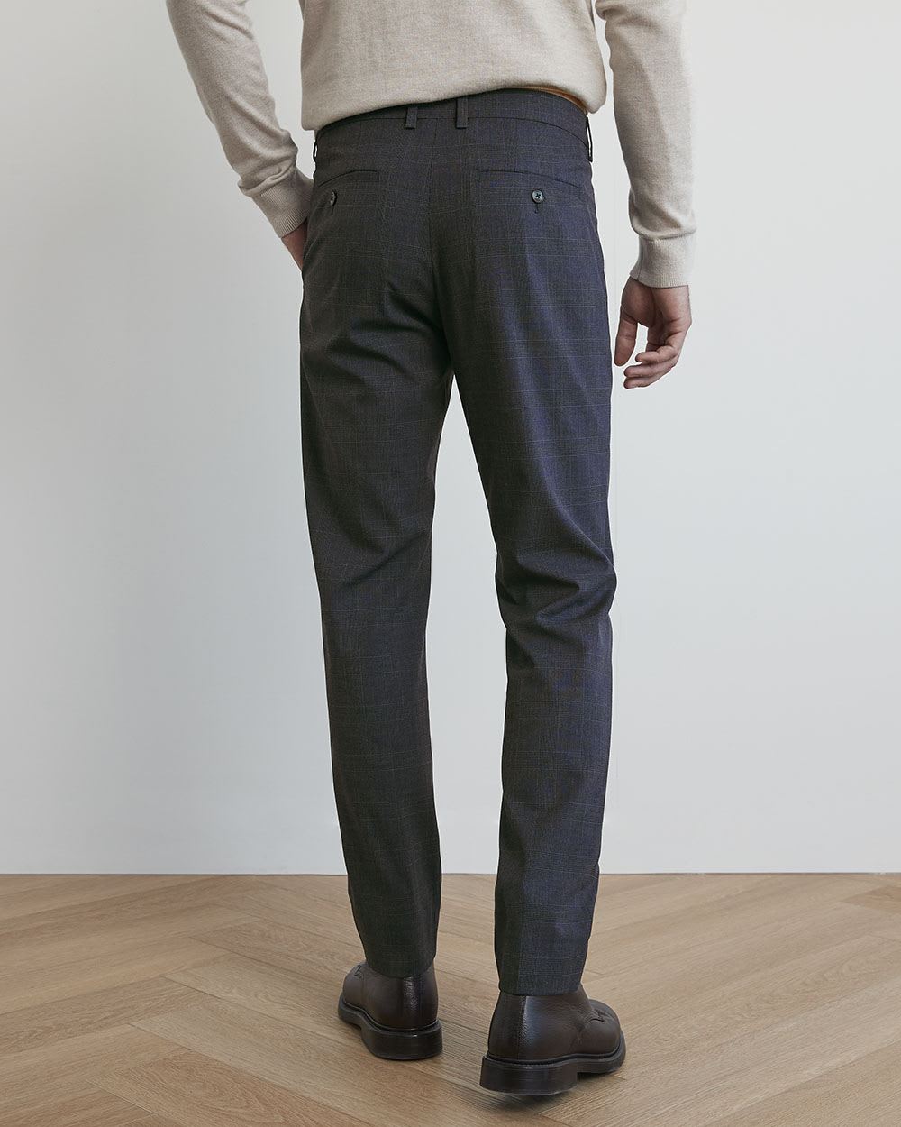 Slim-Fit Plaid Navy City Pant