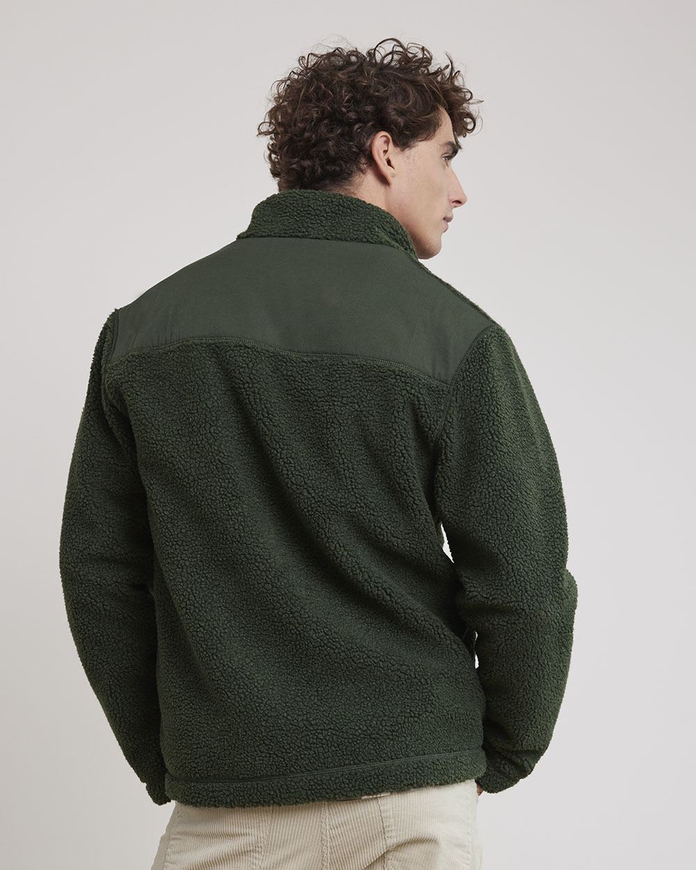 Long-Sleeve Mock-Neck Zipped Sherpa Cardigan