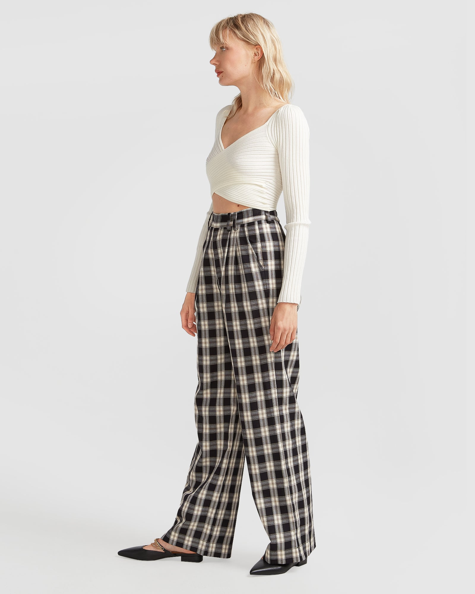 Belle & Bloom Dominoes Wide Leg Check Pant