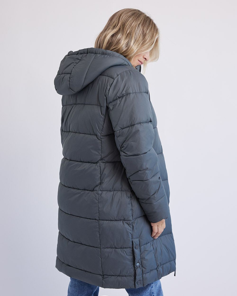 Hooded Puffer Jacket with Extension - Thyme Maternity