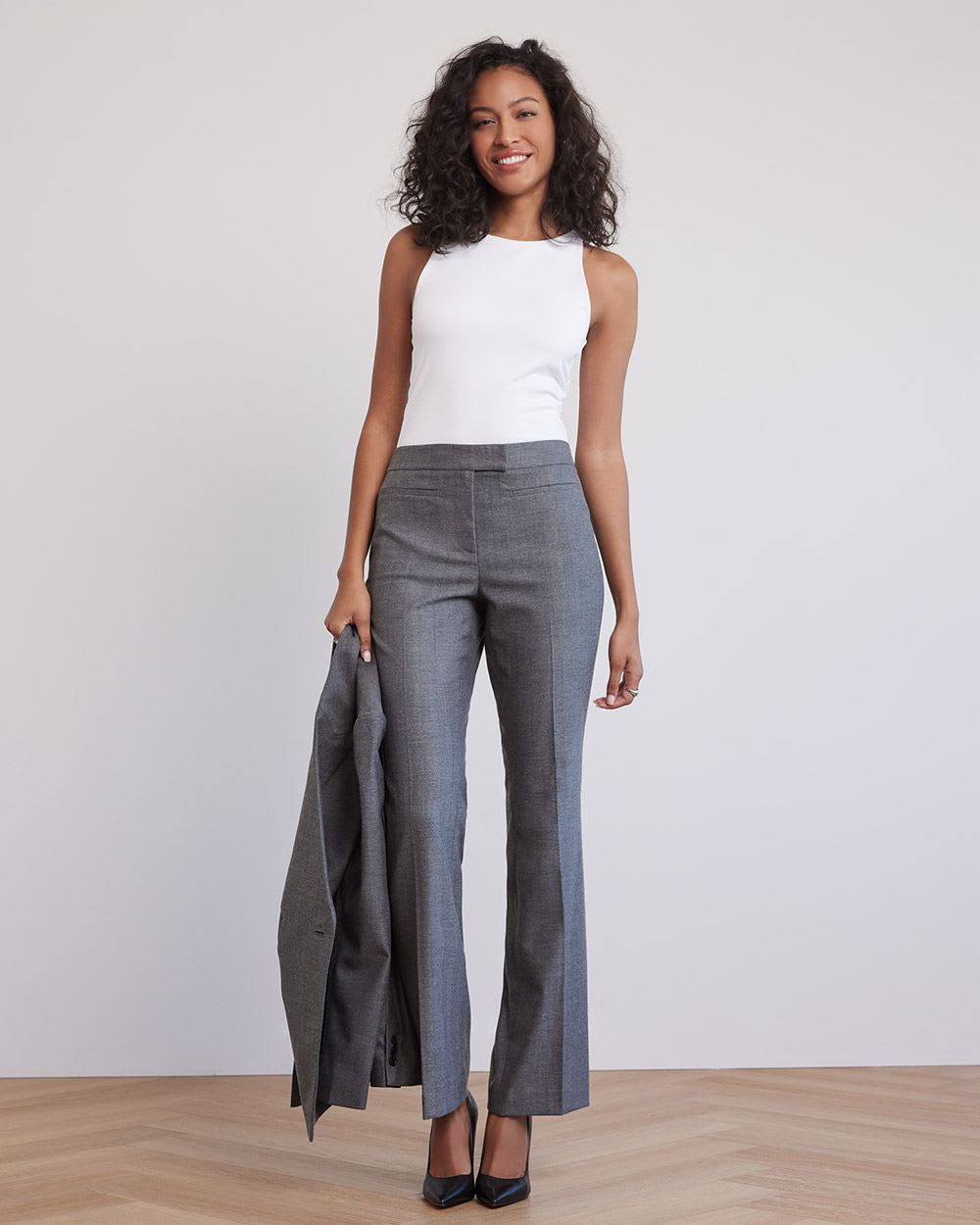 Flare-Leg Mid-Rise Flannel Pant
