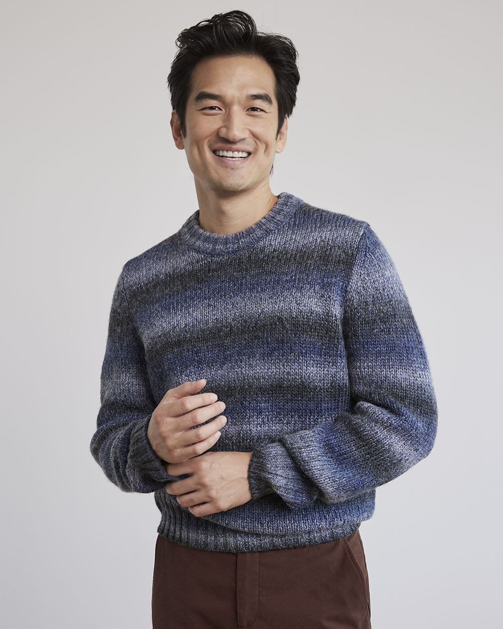 Striped Long-Sleeve Crew-Neck Sweater