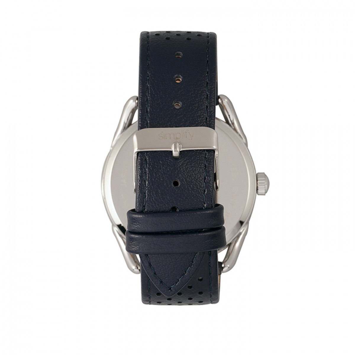 Simplify - The 5900 Leather-Band Watch - Silver/Blue