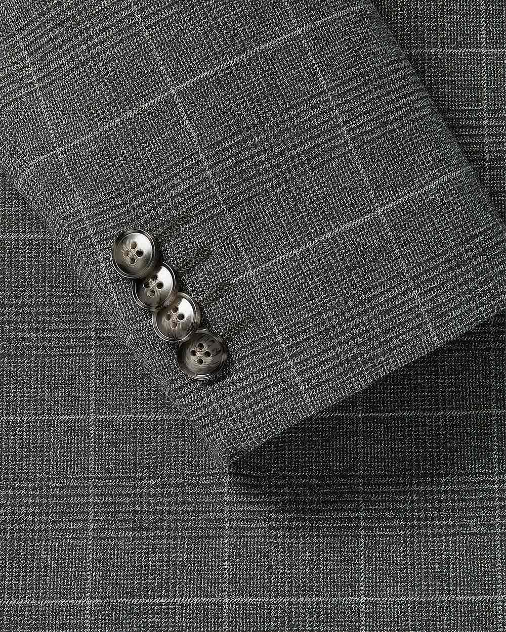 Tailored-Fit Grey Checkered Suit Blazer