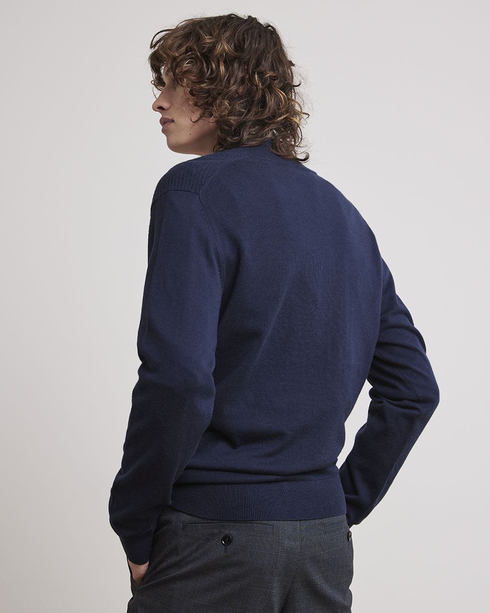 Long-Sleeve Mock-Neck Lightweight Sweater with Half-Zipper