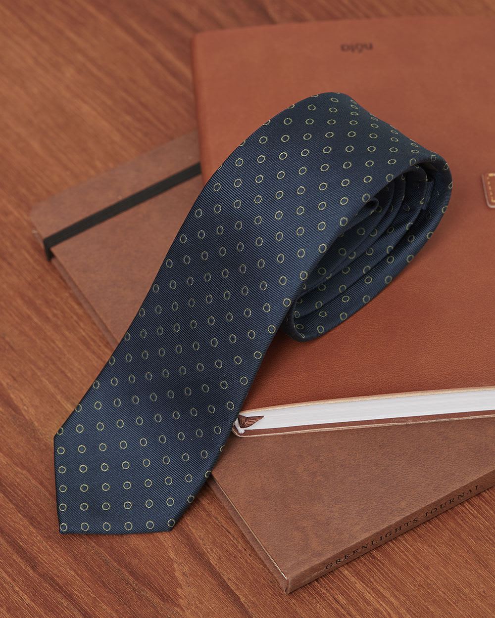 Navy Regular Tie with Mini Circles