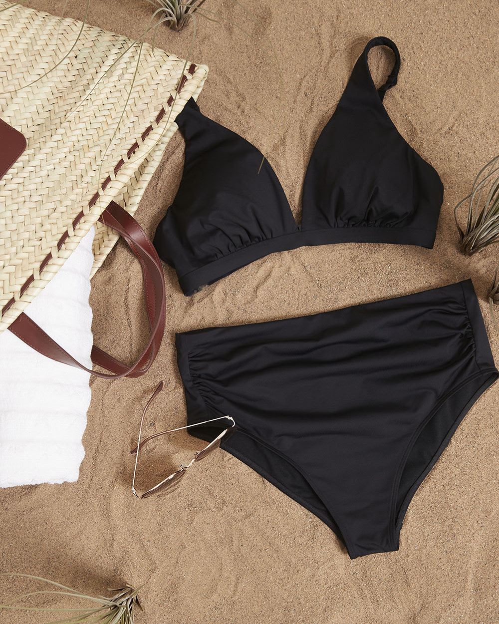 High-Waist Bikini Bottom with Shirring - Thyme Maternity