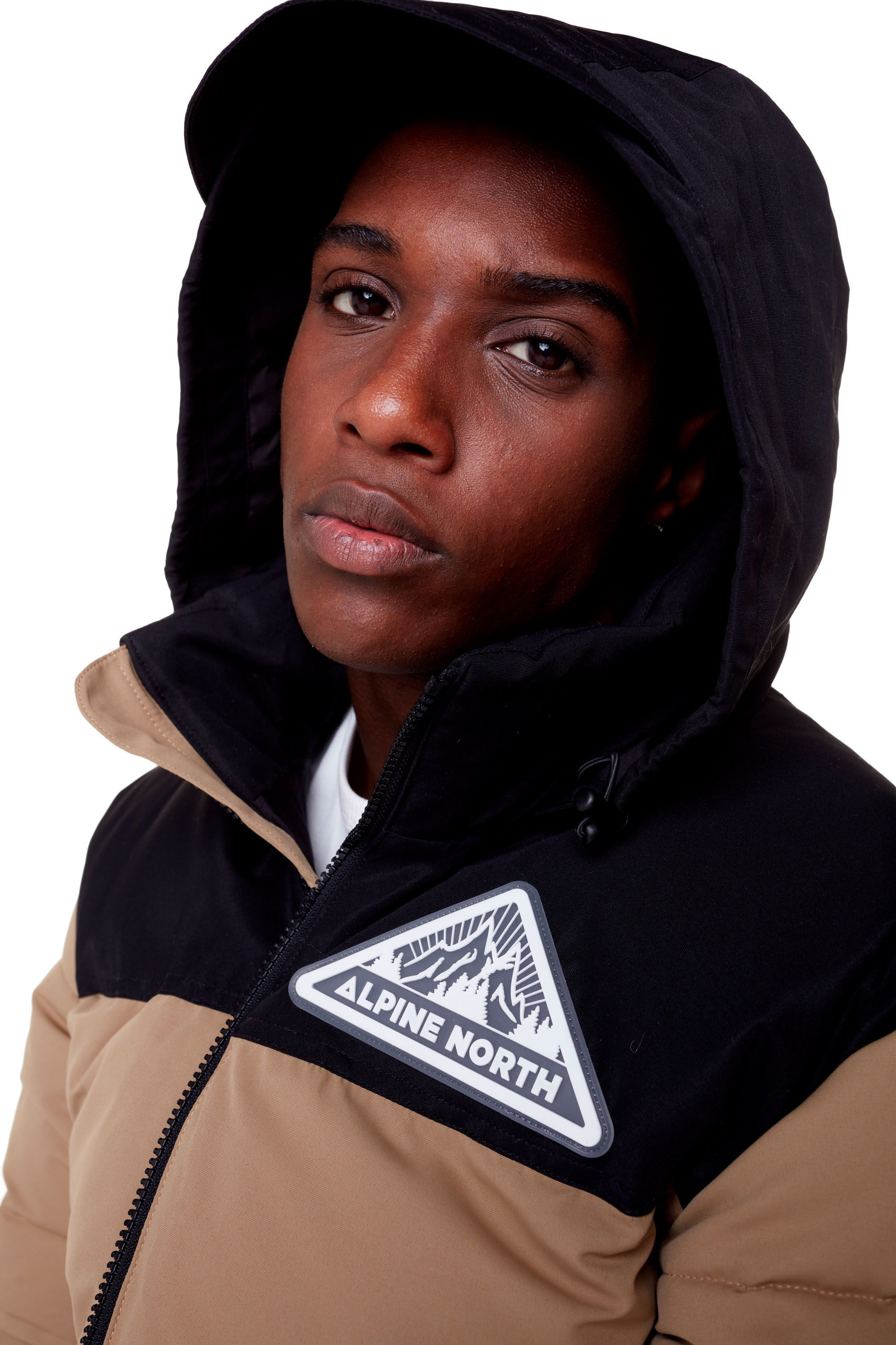 Alpine North Men's Vegan Down Insulated Recycled Retro Jacket - Water Repellent, Windproof, Warm Winter Coat with Stowable Hood