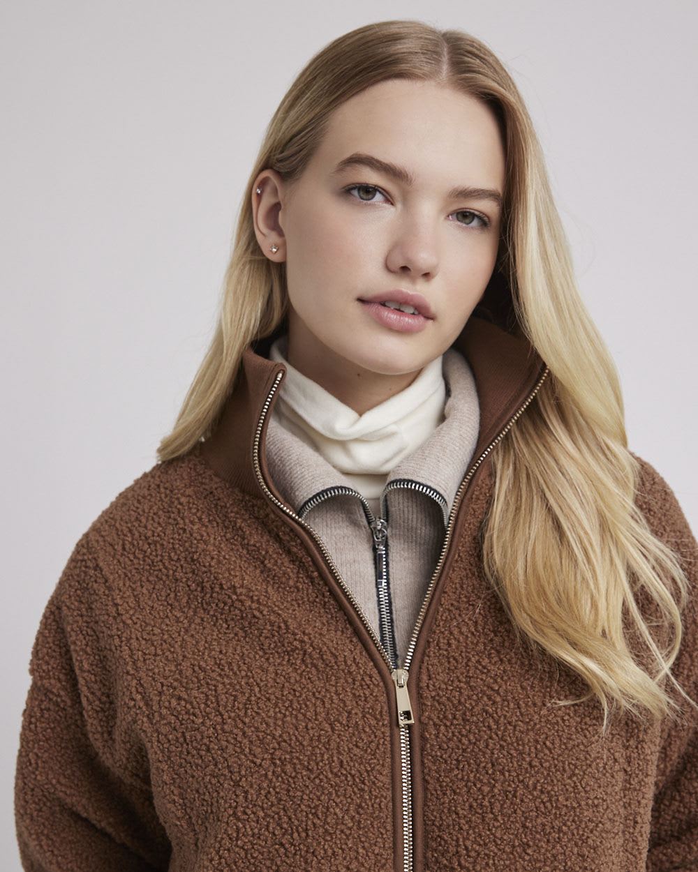 Sherpa Jacket with Zipper Closure