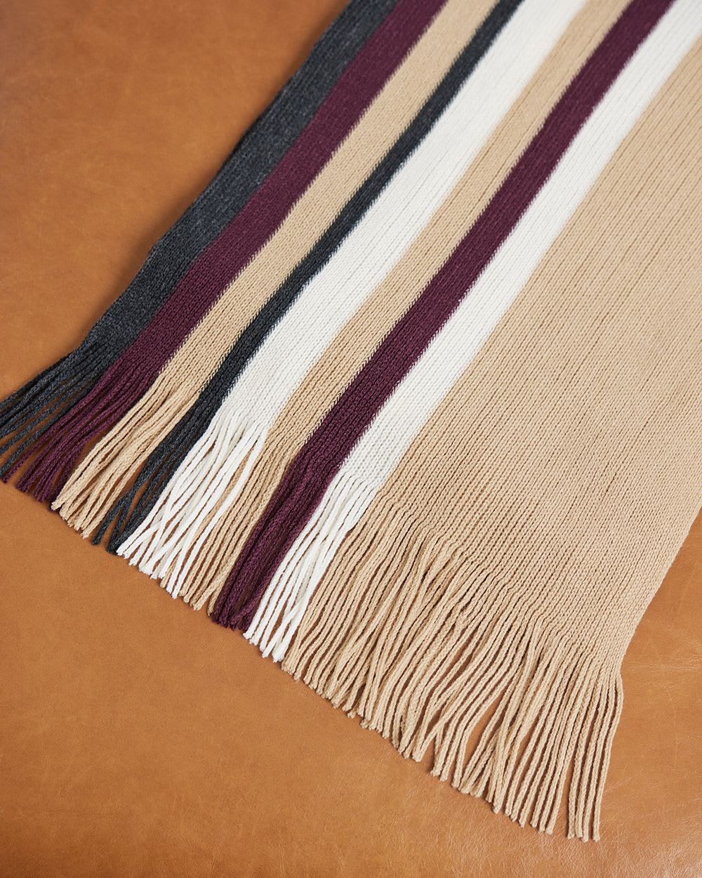 Colour-Blocked Scarf with Fringes