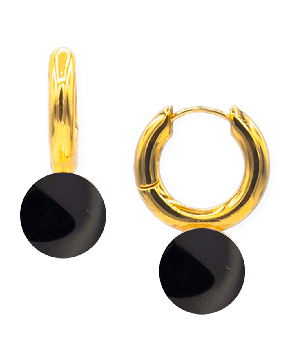 Kayde Black Agate Hoop Earrings - Syd + Pia NYC™