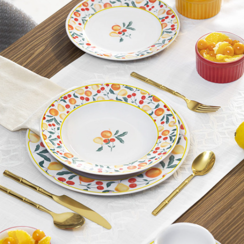 Oxford Flamingo Fruits 30 Pieces Dinnerware Set Service for 6