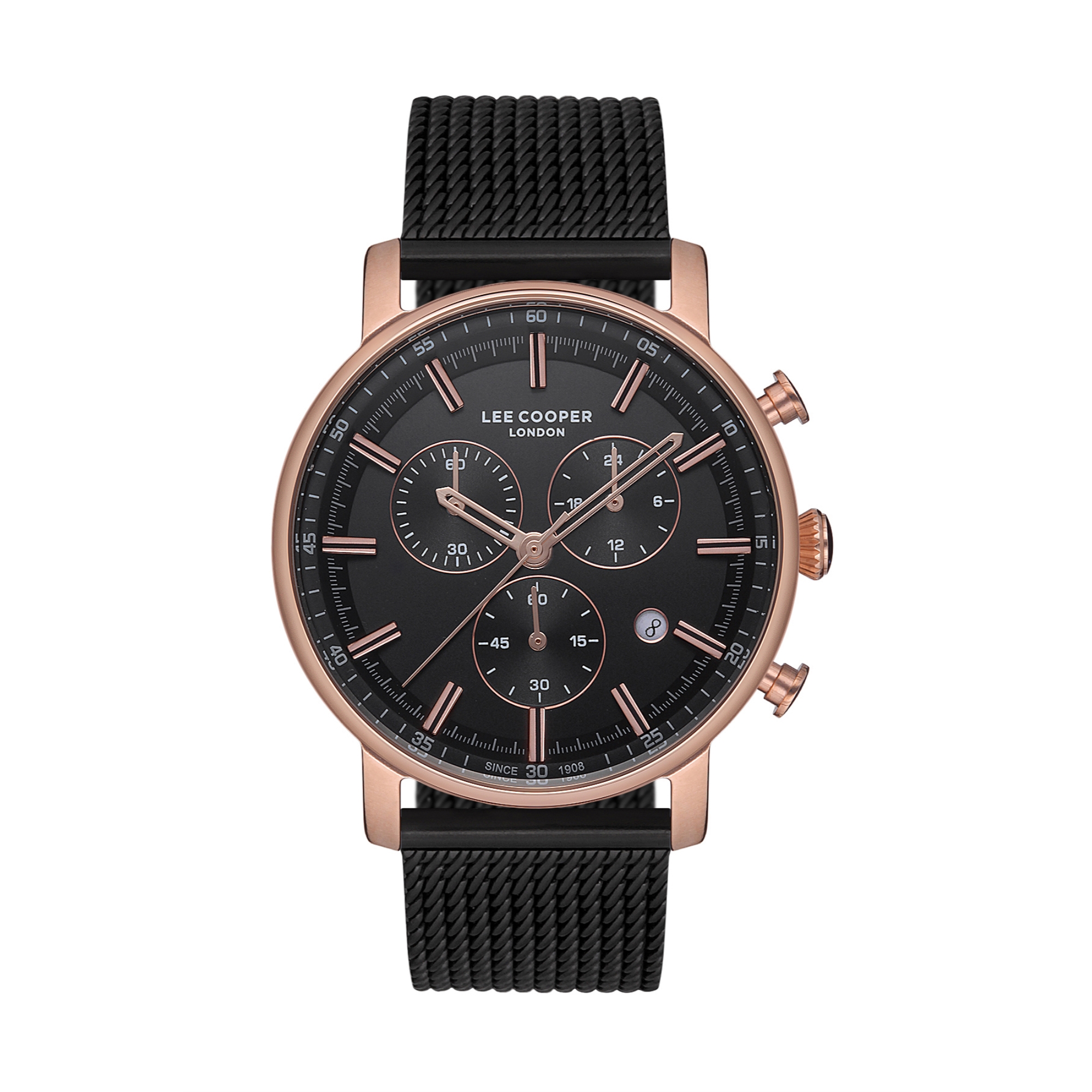 LEE COOPER-Men's Rose Gold 44mm watch w/Black Dial