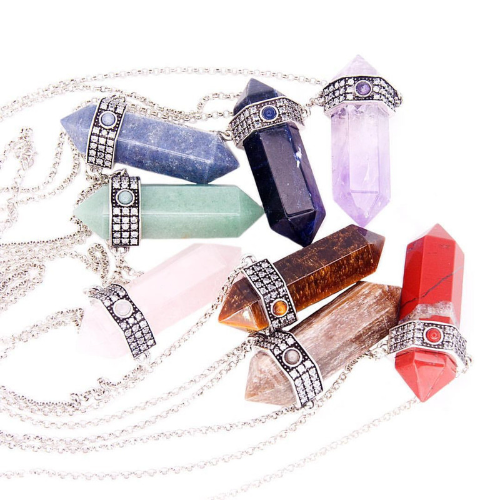 Prism Necklace Green Quartz - Handmade Product