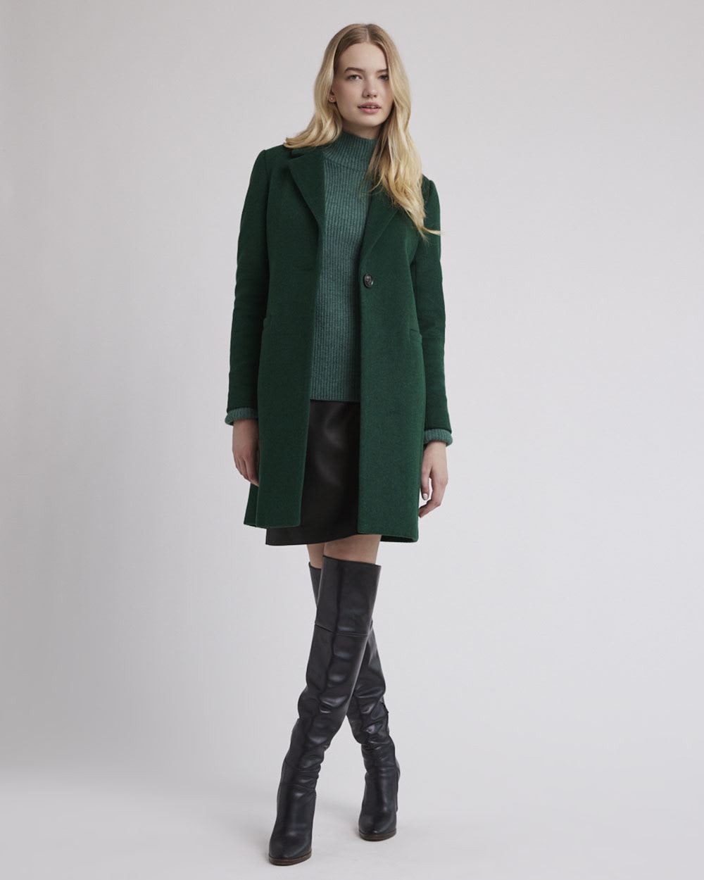 Classic One-Button Wool Coat