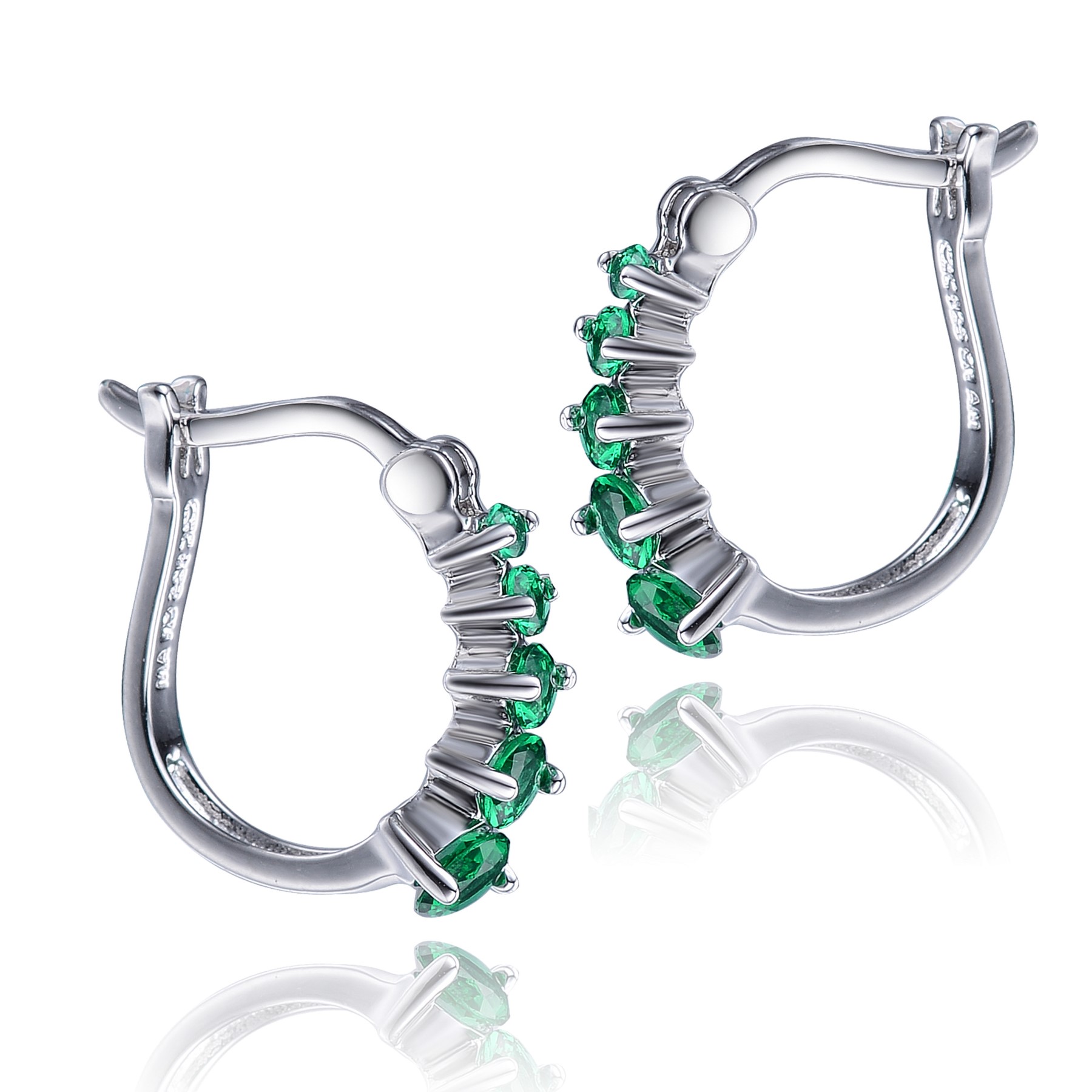 Sterling Silver with Colored Cubic Zirconia Hoop Earrings