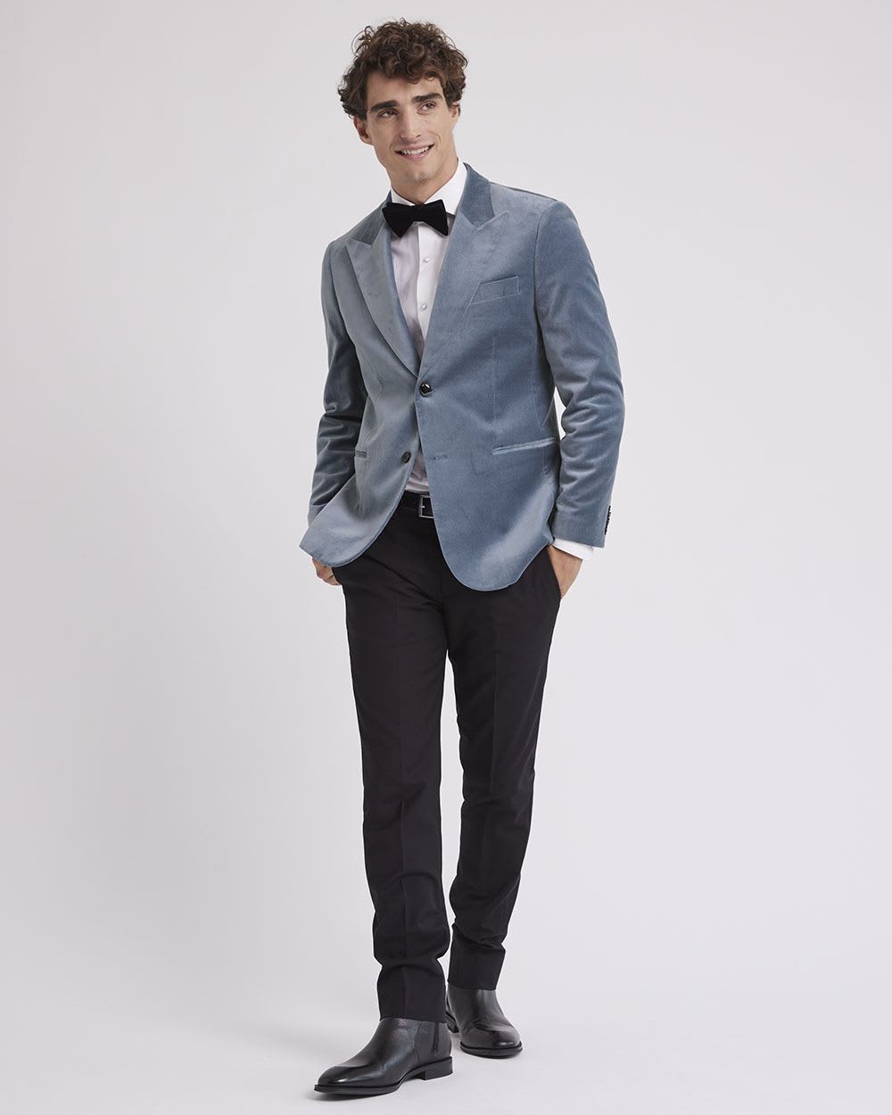 Tailored-Fit Velvet Suit Blazer