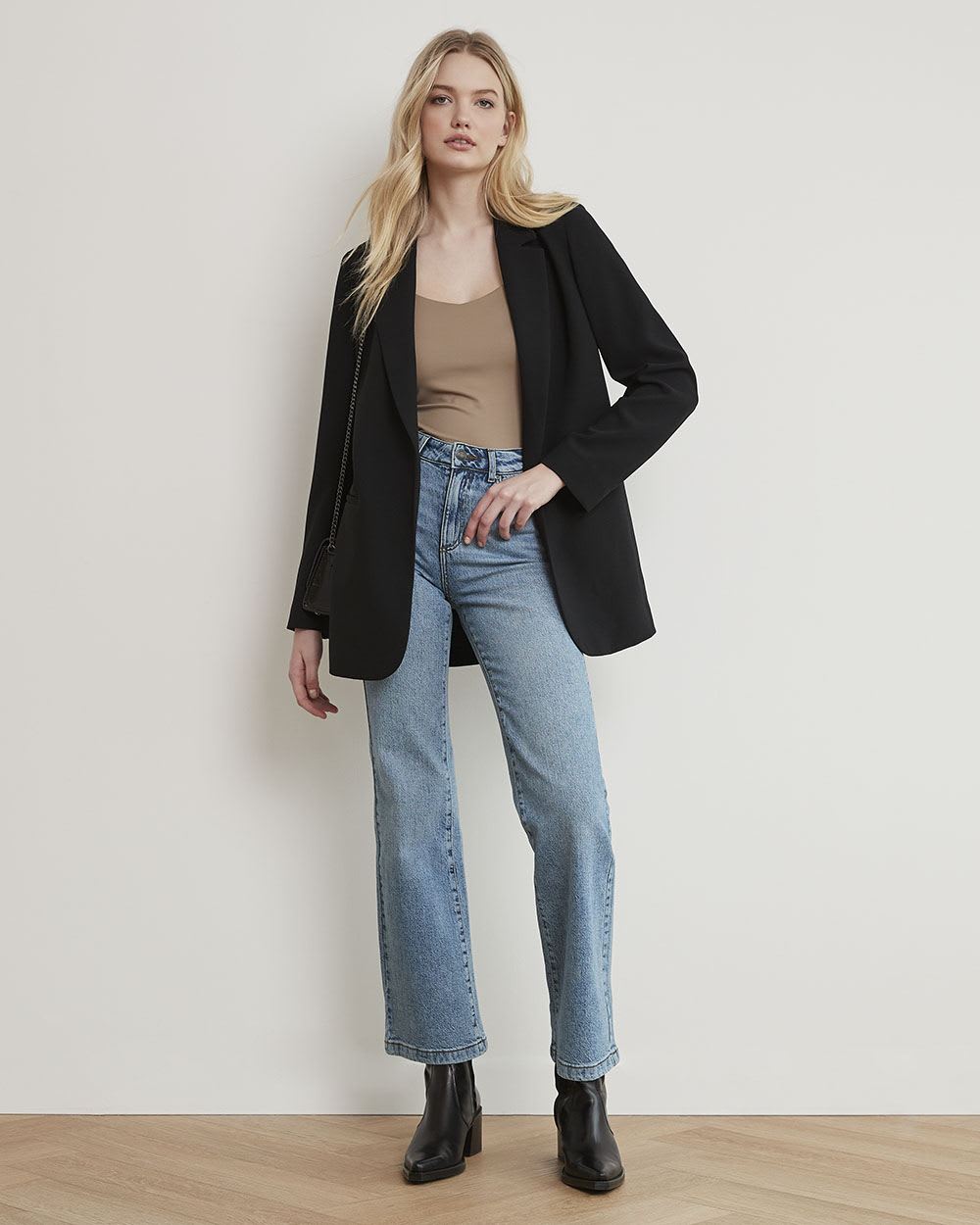 Crepe Open Long Blazer