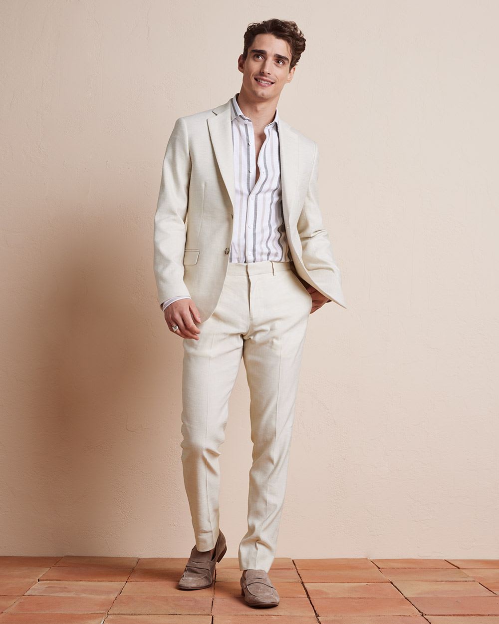 Slim Fit Stretch Linen Suit Pant