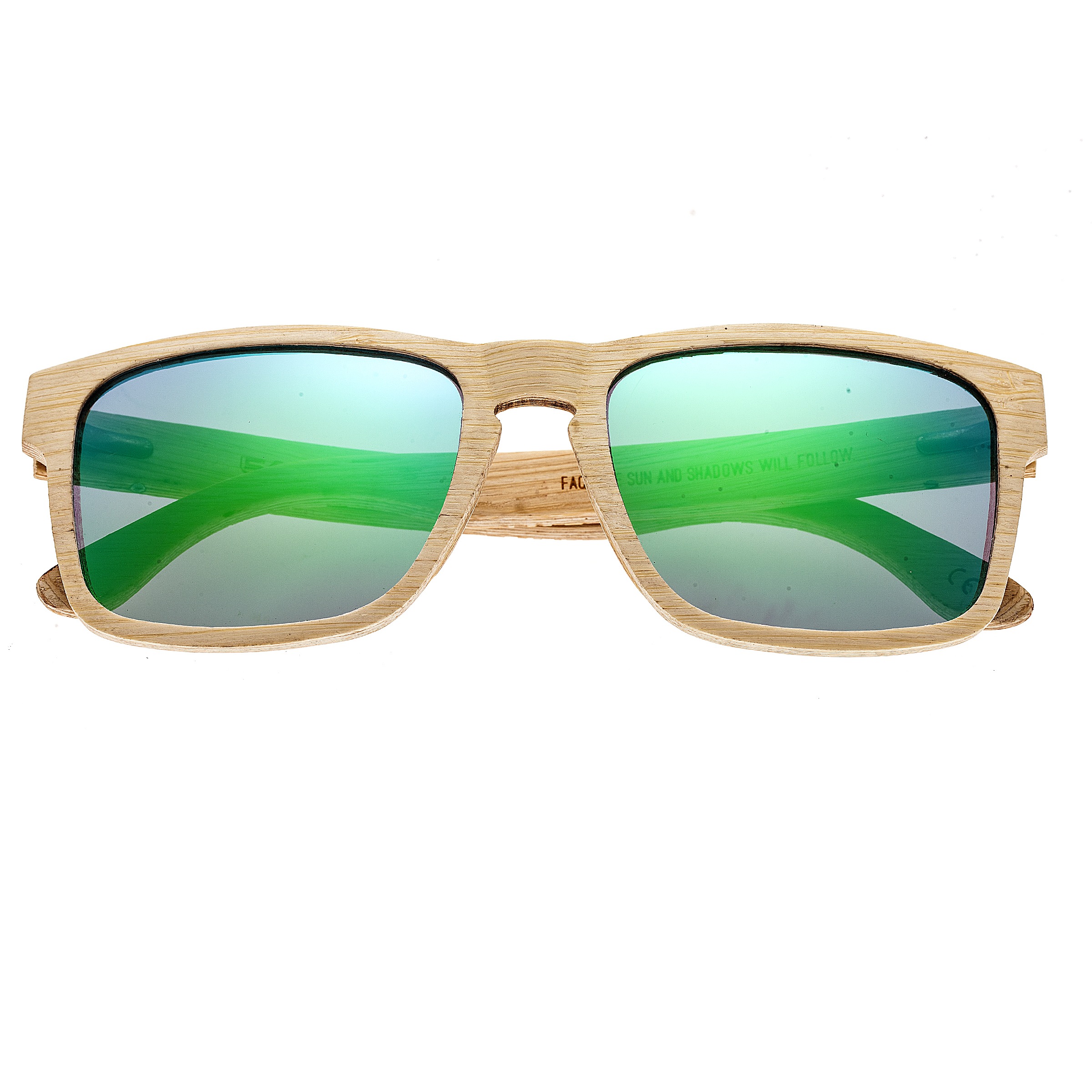 Earth Wood - Whitehaven Polarized Sunglasses - Bamboo/Green-Blue