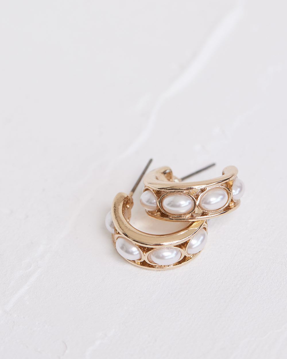 Golden Hoops with Pearls
