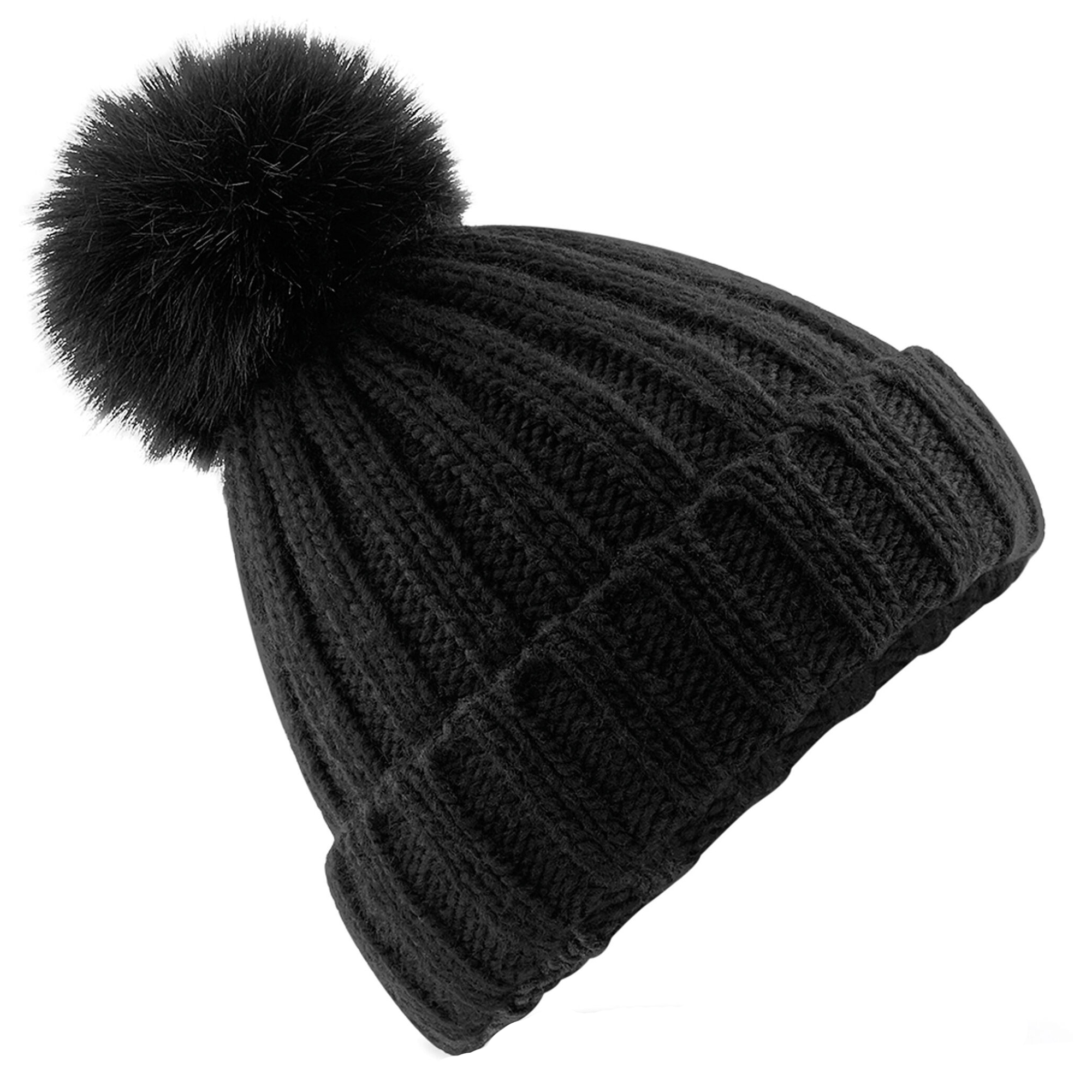 Beechfield - Unisex Adult Verbier Faux Fur Pom Pom Beanie