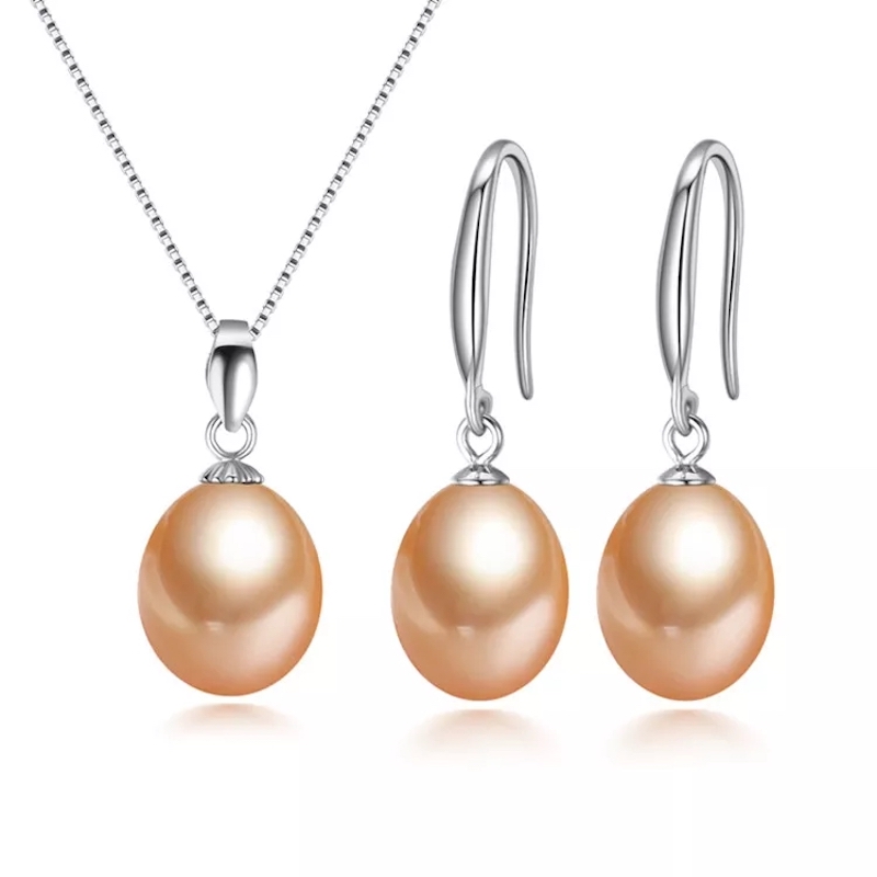 Peach Freshwater Pearl Classic Earring & Necklace Set - Signature Pearls