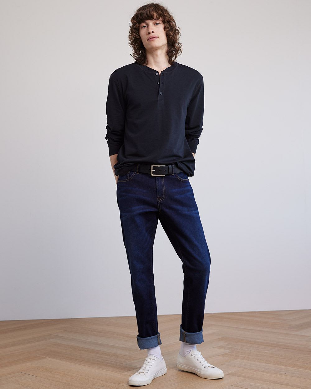 Supima (R) Cotton Long Sleeve Henley T-Shirt