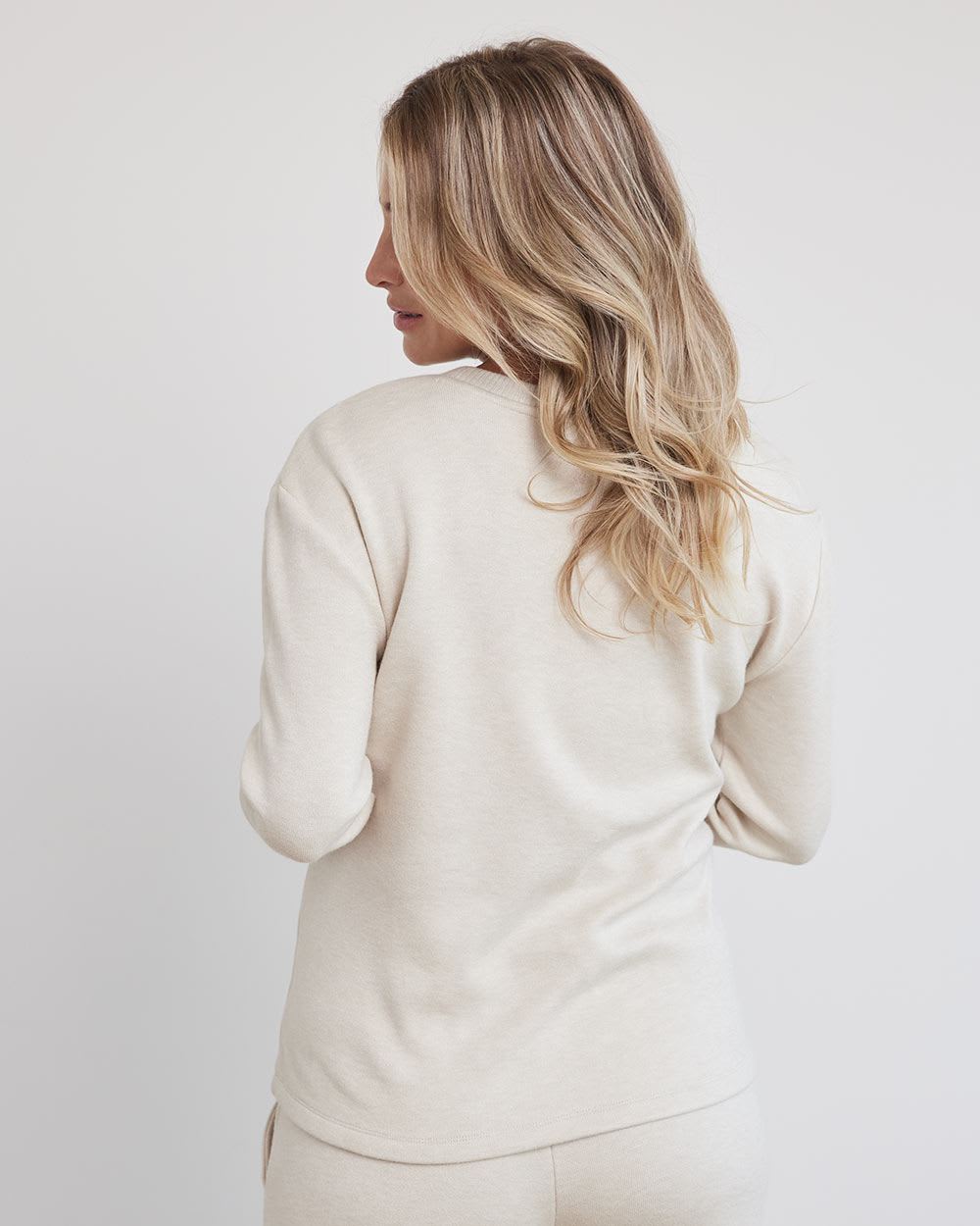 Long-Sleeve Nursing Crew-Neck Top - Thyme Maternity