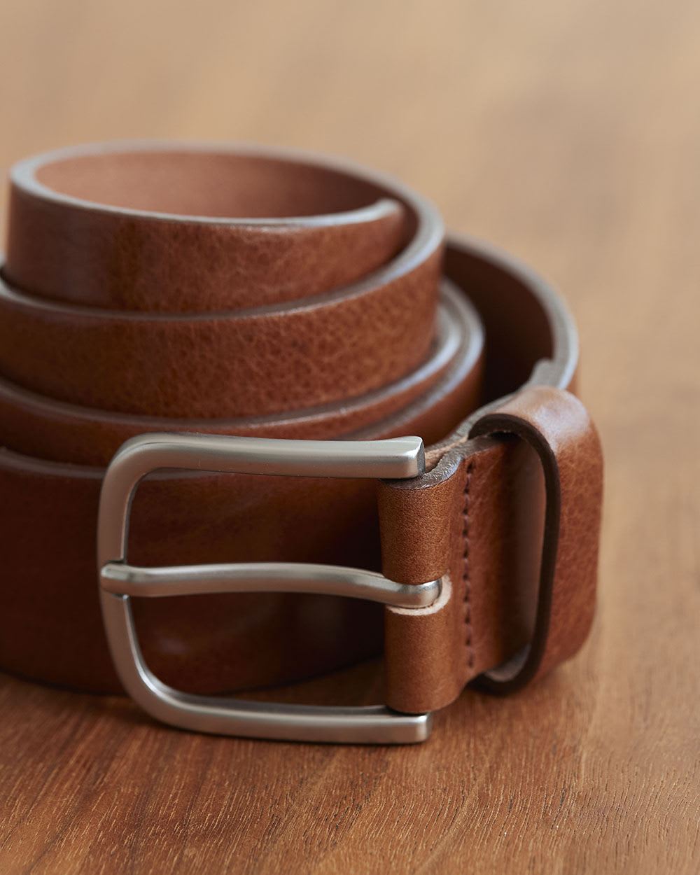 Tan Leather Belt with Classic Buckle