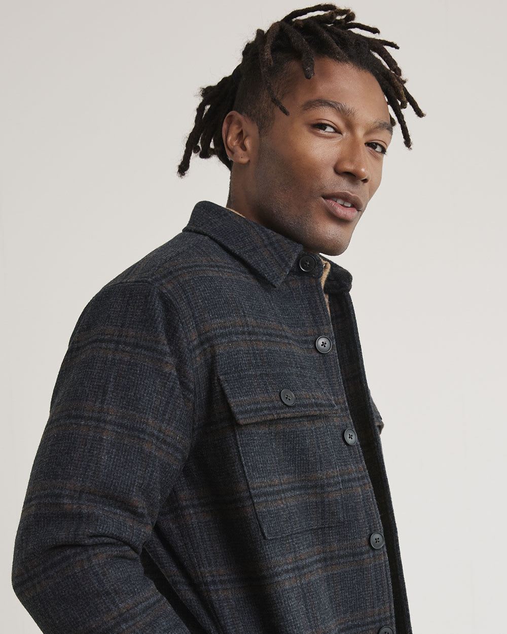 Wool Overshirt with Sherpa Lining