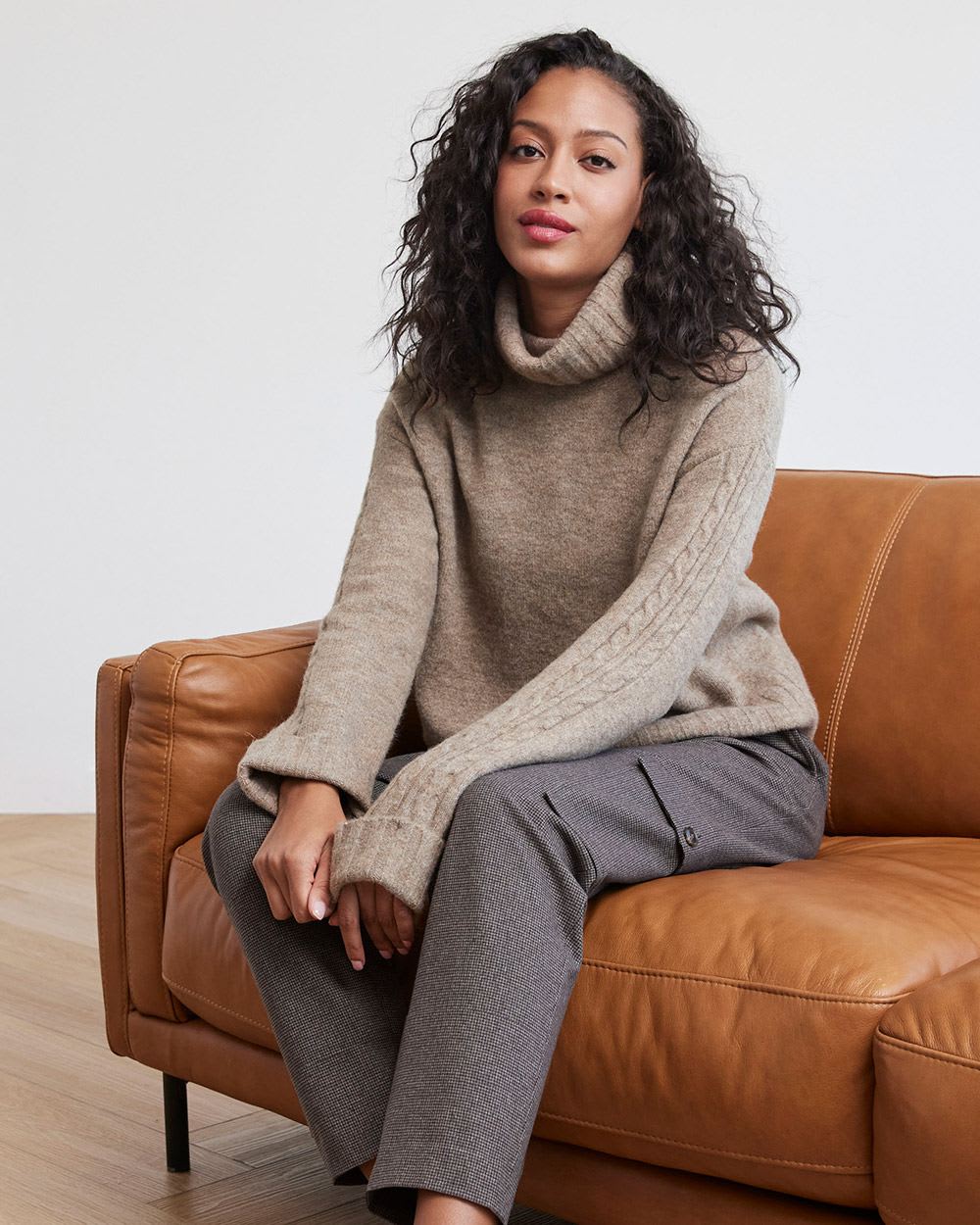 Cropped Boxy Turtleneck Sweater