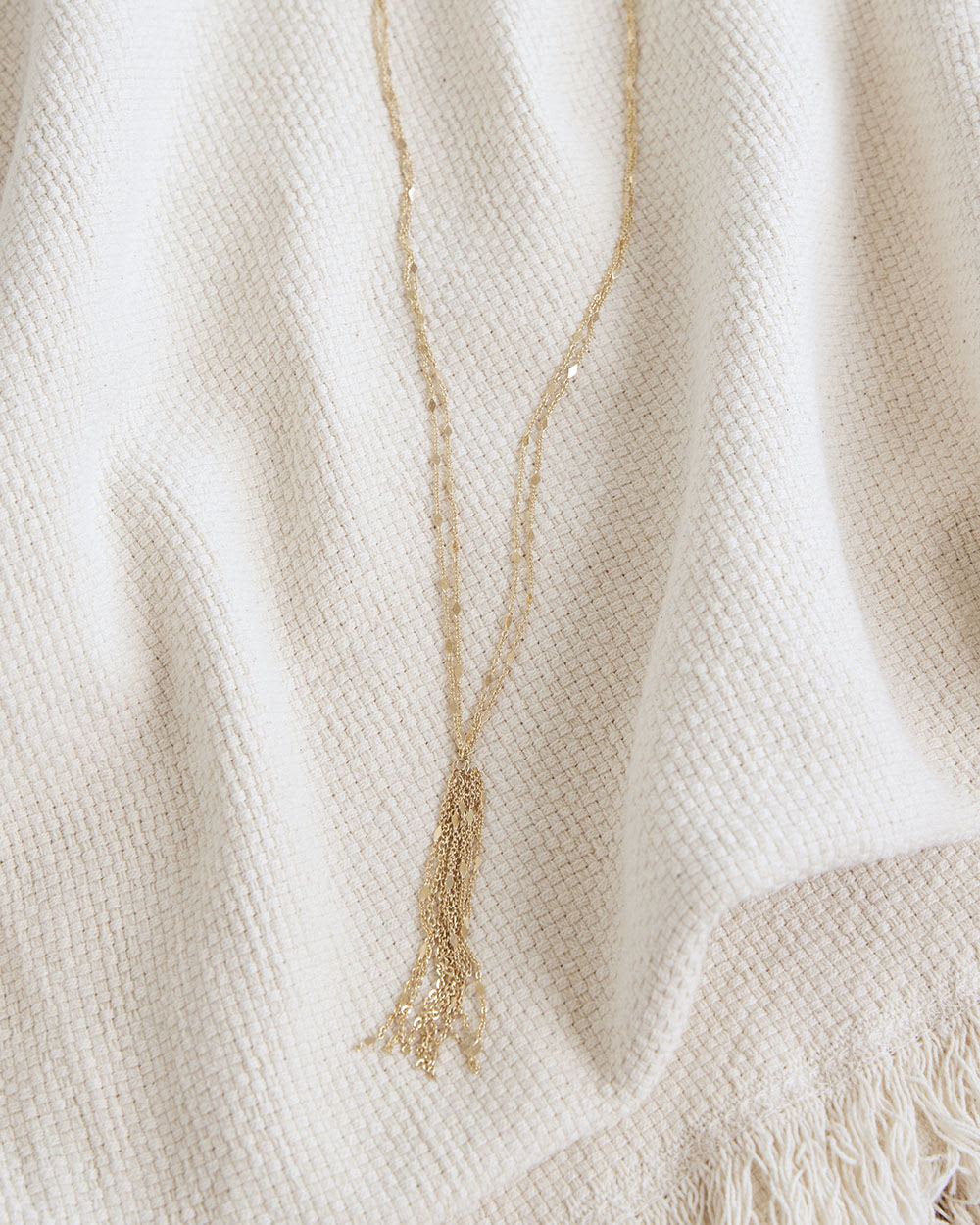 Long Multi-Chain Necklace with Fringe Pendant