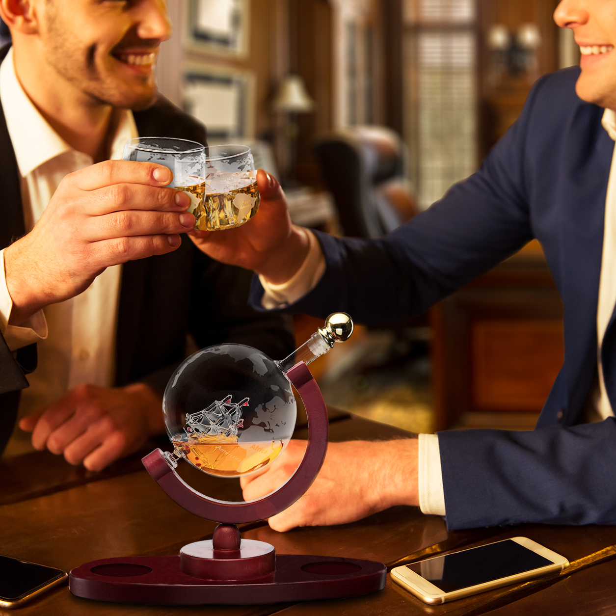 Lovery Whiskey Wine Globe Decanter & Spa Essentials Gift Set - Deluxe 20pc