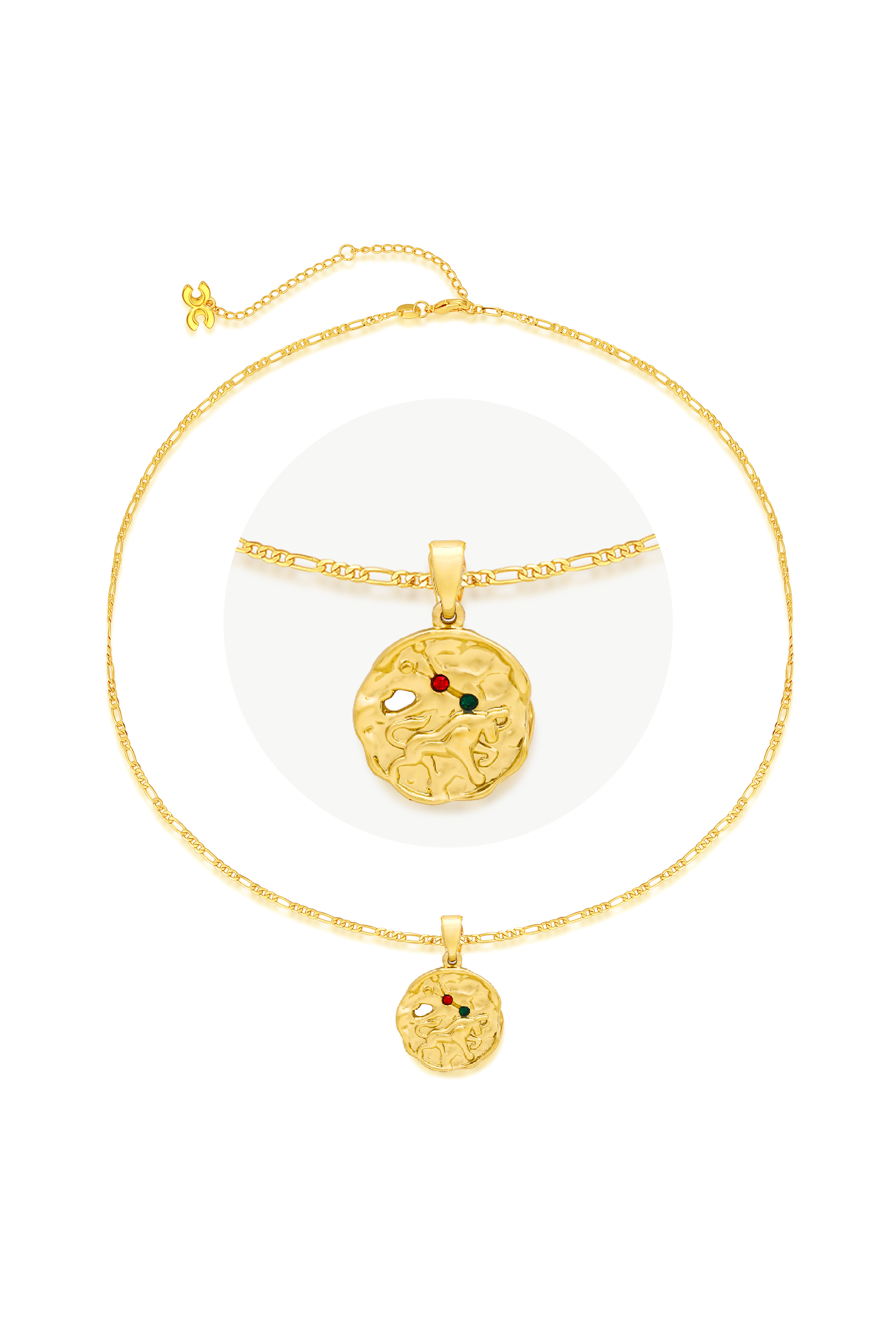 Classicharms-Gold Sculptural Horoscope Zodiac Sign Pendant Necklace Set-Taurus