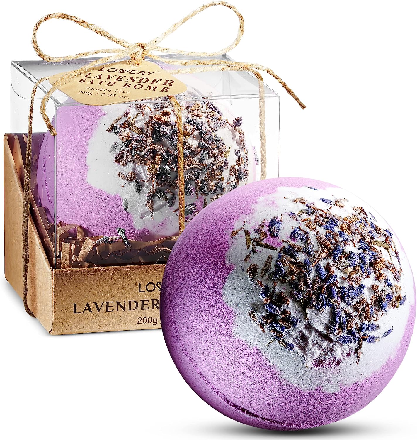 Lovery Lavender Scented Bath Bomb, Handmade Fizzy, 7oz Bubble Spa Ball