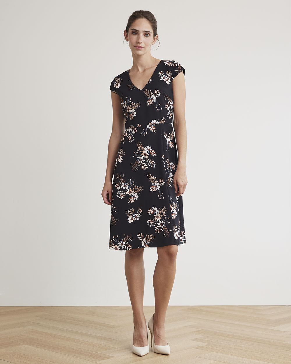 Fit and Flare V-Neck Fluid Dress