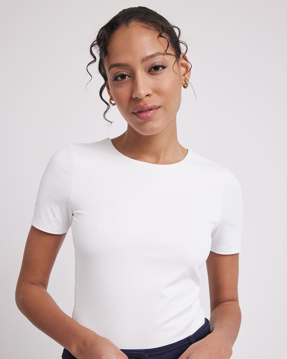 Short-Sleeve Crew-Neck Bodycon Tee, BodyConfident