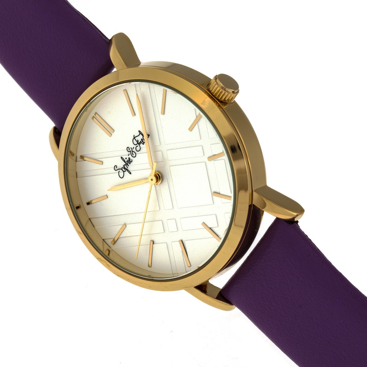Sophie and Freda - Budapest Leather-Band Watch - Purple