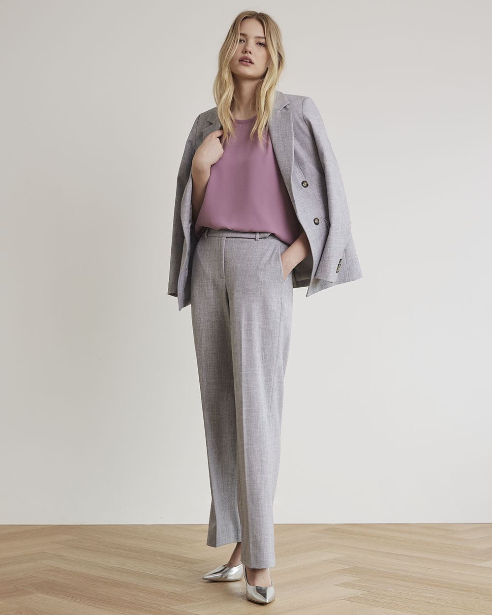 Solid Silky Crepe Cap Sleeve Blouse