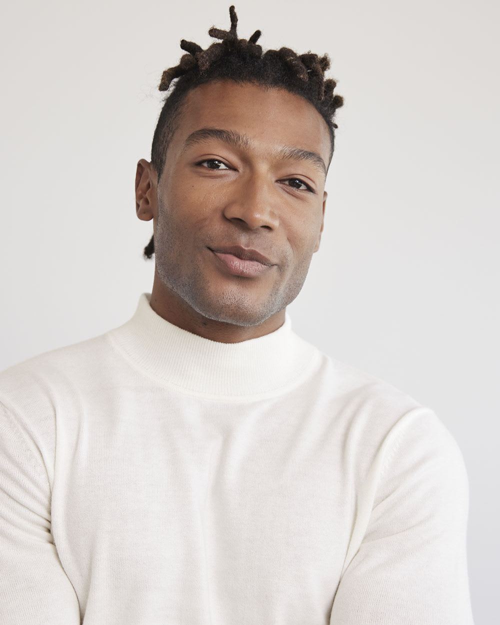 Solid Long-Sleeve Mock-Neck Sweater