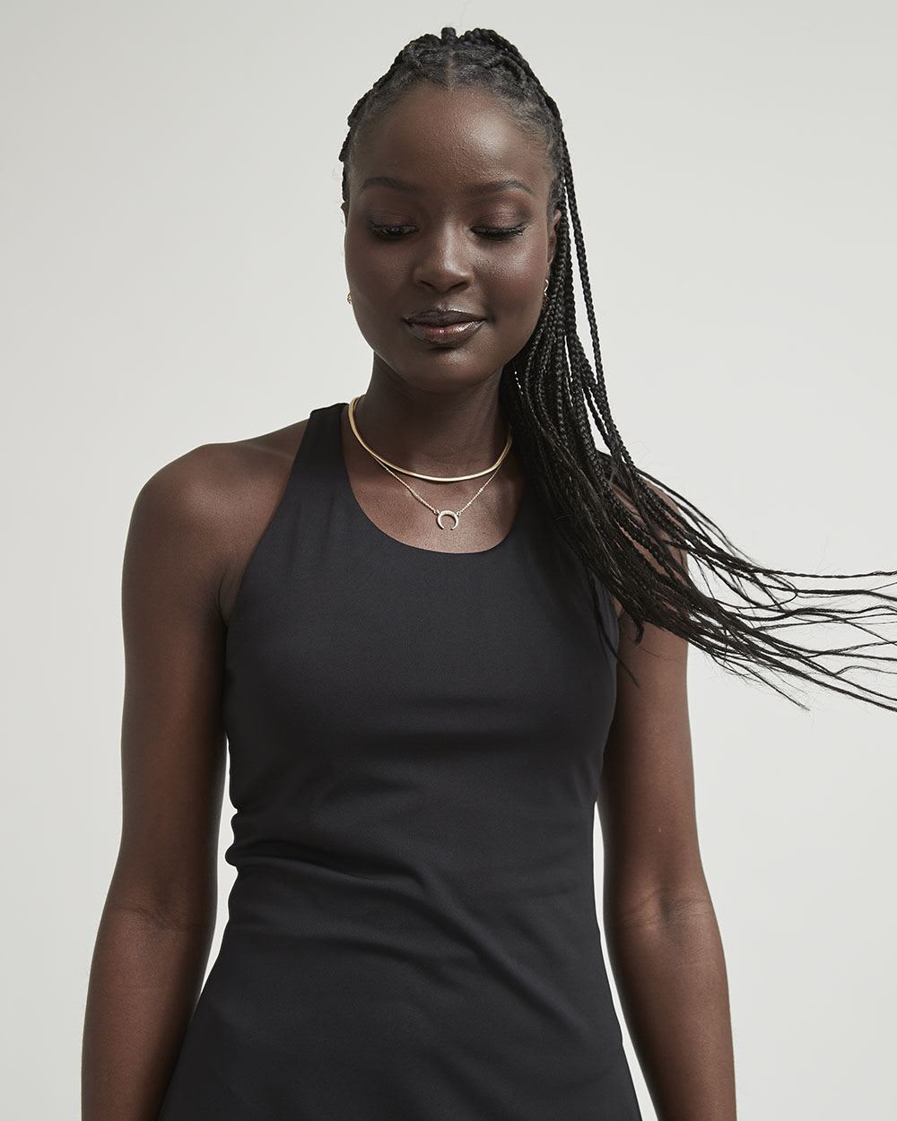 Peach Jersey Active Racerback Dress with Inner Short