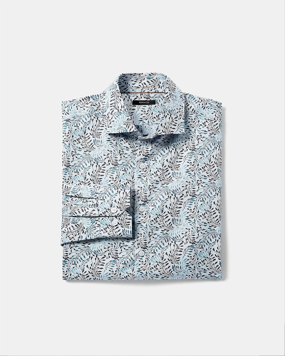 Slim-Fit Dress Shirt with Large Foliage Print