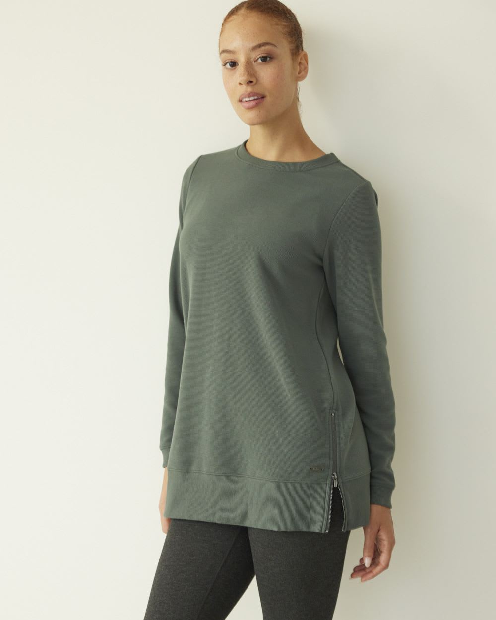 Long-Sleeve Ottoman-Knit Tunic, Hyba