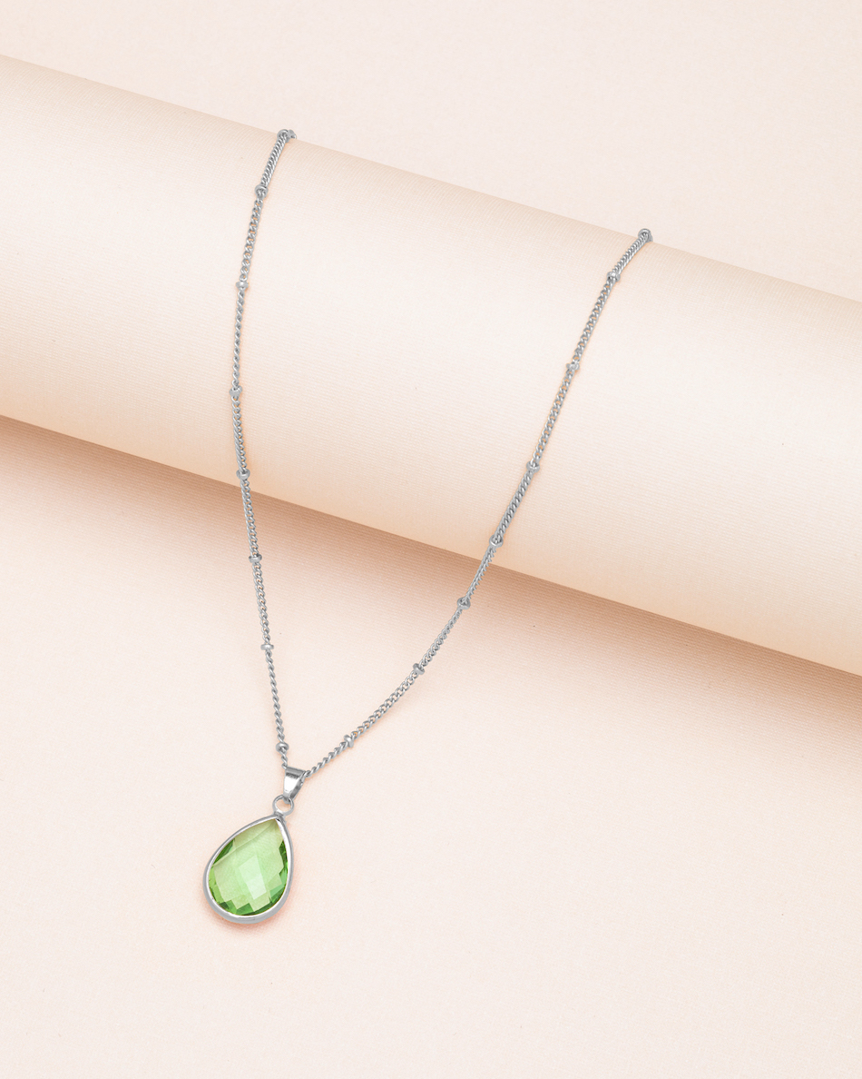 Goldtone August Green Birthstone Teardrop Necklace - Don't AsK