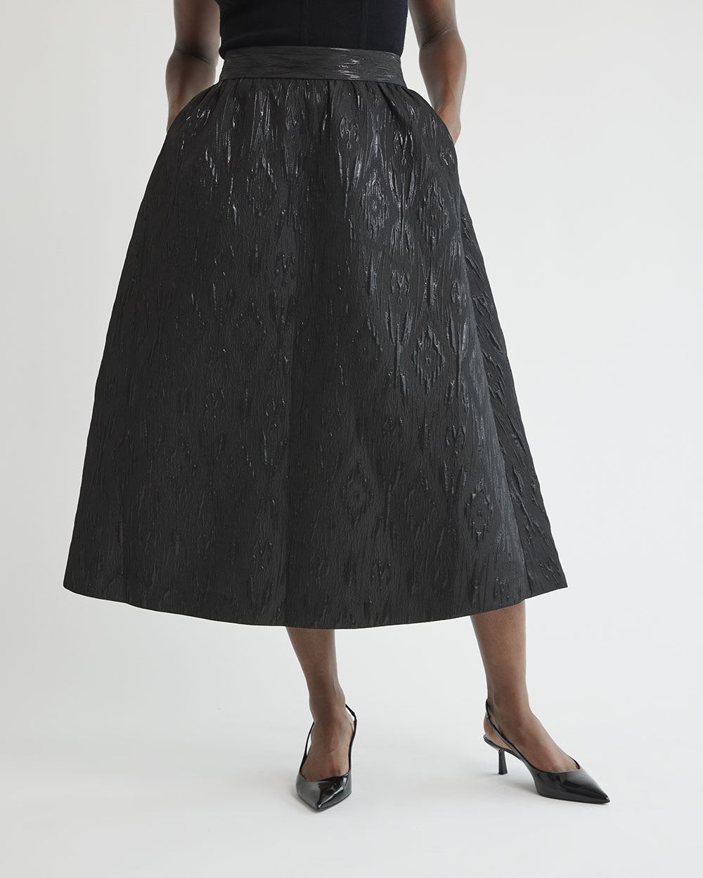 Super-High-Rise A-Line Midi Skirt