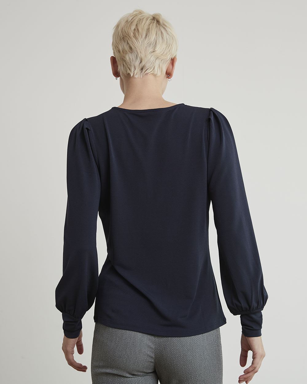 Crew-Neck T-Shirt with Long Puffy Sleeves